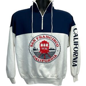 Vintage San Francisco California Sweatshirt Mens M Medium White 90s Trolley Car
